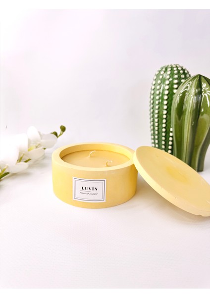 Amber Kokulu Mum, Dekoratif Tabak Mum, Çift Fitil fiyatları