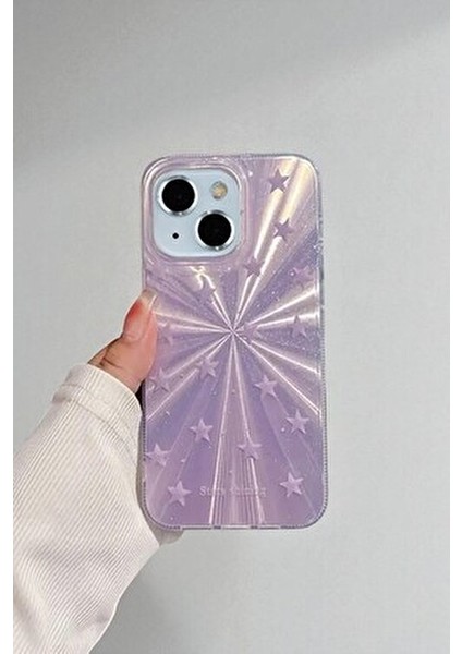 Apple iPhone 13/14 Uyumlu – Mor Yıldız Patlaması Desenli Parlak Şeffaf Silikon Kılıf indirimleri