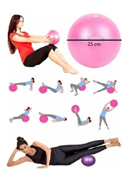 Pilates Topu Egzersiz Topu 25 cm Küçük Boy Pilates Denge Topu pembe