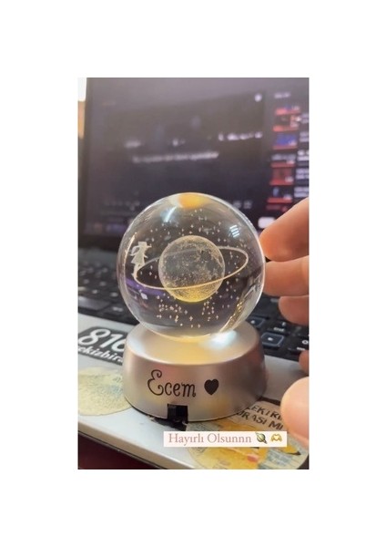 Isimli Cam Küre - Satürn Küre Hediyelik modelleri