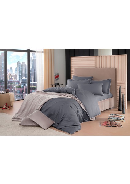 Bebek Mavi Biyeli Gri Saten Çift Kişilik Nevresim Takımı fiyatları