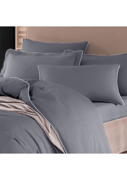 Bebek Mavi Biyeli Gri Saten Çift Kişilik Nevresim Takımı modelleri