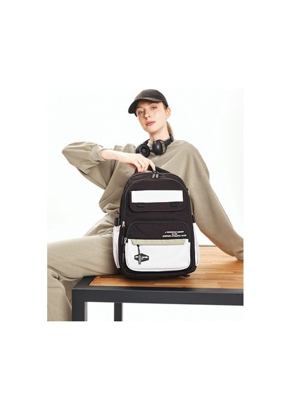 Okul Çantası Suya Dayanıklı Çok Bölmeli Si̇yah