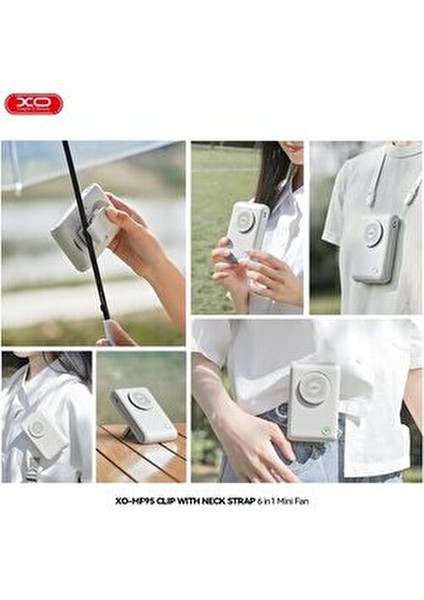 6in1 Taşınabilir Mini Fan – 2000MAH, Klipsli, 9 Saat Çalışma, 3 Hız Modu, Katlanabilir, MF95 modelleri