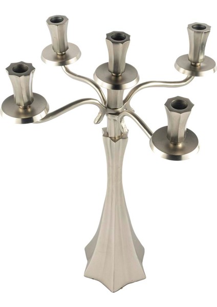Gümüş Metal 5 Kollu Şamdan 54 cm fiyatları