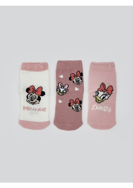 Yeni Sezon Minnie Mouse Baskılı Kız Bebek Soket Çorap 3'lü