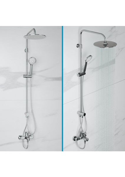 Lido Rain Duş Sistemi + Lento Banyo Bataryası 2 Parça Set – Parlak Krom fiyatları