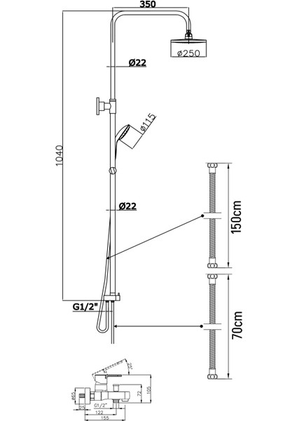 Lido Rain Duş Sistemi + Lento Banyo Bataryası 2 Parça Set – Parlak Krom indirimleri
