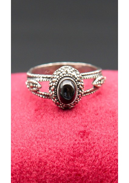 925 Ayar Kadın Gümüş Oltu Taşı Yüzük SY00063 fiyatları