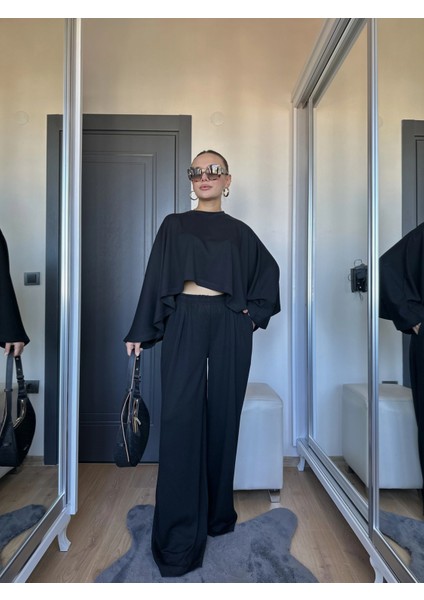 Kadın Panço Takım Siyah fırsatları