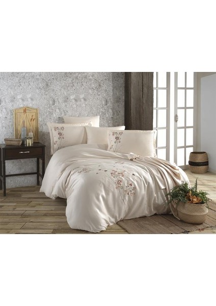 Marley Nakışlı %100 Pamuk Saten Çift Kişilik Nevresim Takımı Şampanya fiyatları