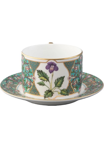 Menekşe Desenli Porselen Çay Fincanı ve Tabağı fiyatları