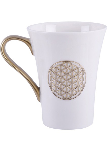 Yaşam Çiçeği Beyaz Porselen Kupa