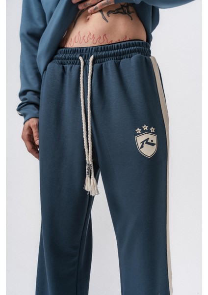 Erkek Şerit Detaylı Modal Baggy Eşofman Altı Petrol indirimleri