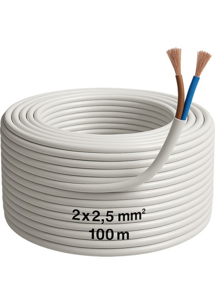Cca Çok Telli Kablo 2x2.5 mm 100 Metre Elektrik Kablosu Topraklama Yok Alüminyum Alışım Beyaz Renk modelleri