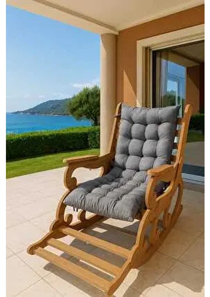 Katlanır Ayaklık Sallanan Tv-Dinlenme Koltuğu-Ahşap Desen Detroıt Minder Hariç