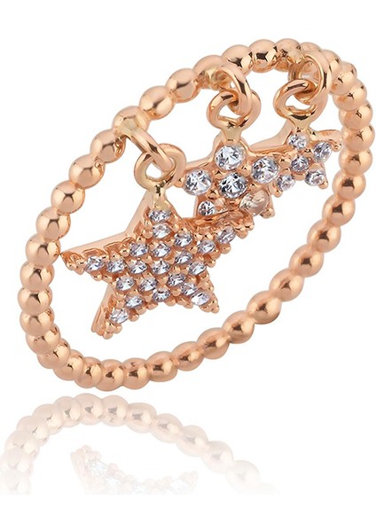 Rose Sallantı Yıldız 14 Ayar Altın Kadın Yüzük