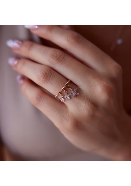 Rose Sallantı Yıldız 14 Ayar Altın Kadın Yüzük fiyatları