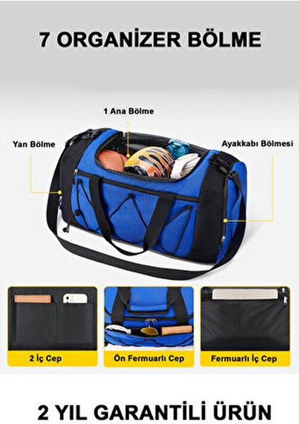 2 Yıl Garantili Organizer Spor Çantası - 7 Bölmeli Fitness Gym Çantası fiyatları