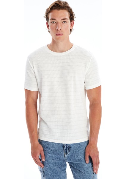 Yeni Sezon Bisiklet Yaka Kısa Kollu Erkek Dokulu Tişört