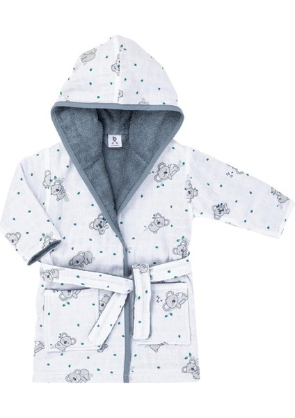 Hero Desenli Koala Müslin Havlu Bebek Çocuk Bornozu