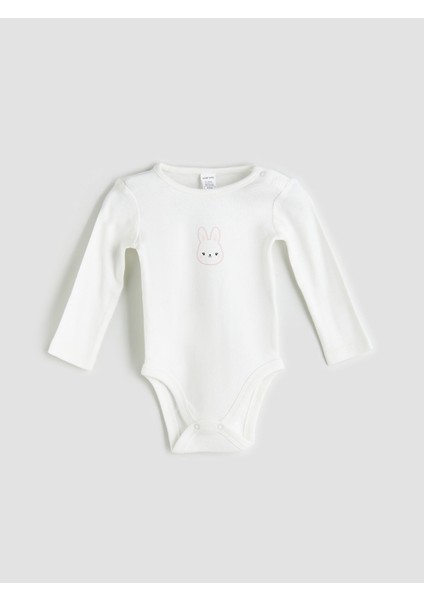 Yeni Sezon Bisiklet Yaka Baskılı Kız Bebek Çıtçıtlı Bodysuit 3'lü fırsatları