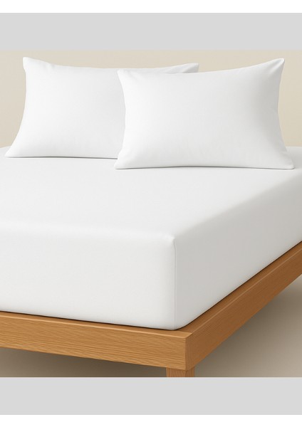 Tek / Çift Kişilik %100 Pamuk Ranforce Lastikli Çarşaf Takımı Beyaz
