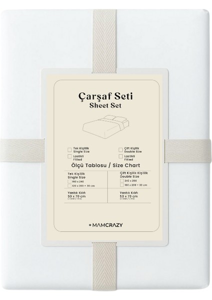 Tek / Çift Kişilik %100 Pamuk Ranforce Lastikli Çarşaf Takımı Beyaz modelleri