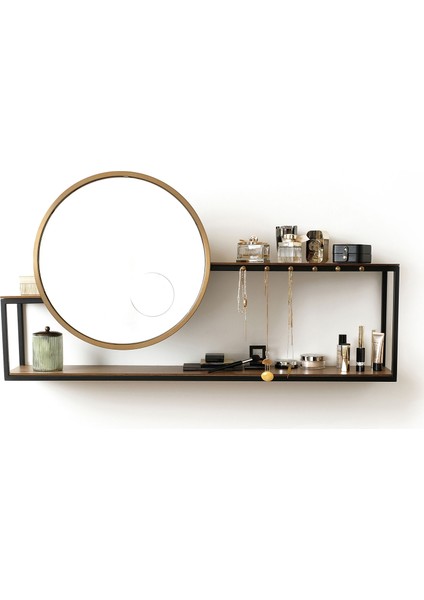 Friz Aynalı Duvar Makyaj Rafı