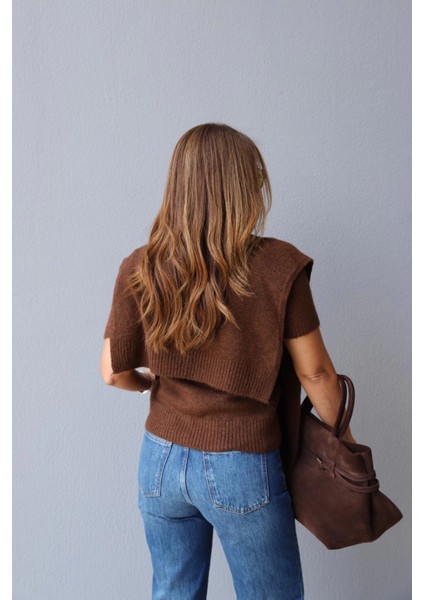 Kahverengi Bağlama Detay Triko fırsatları