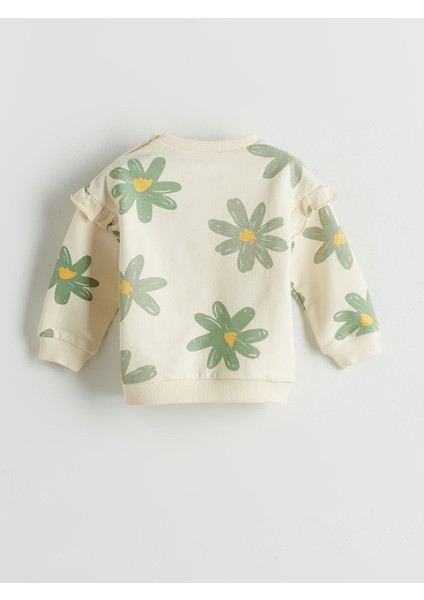 Yeni Sezon Çiçekli Kız Bebek Sweatshirt ve Pantolon 2'li Takım modelleri