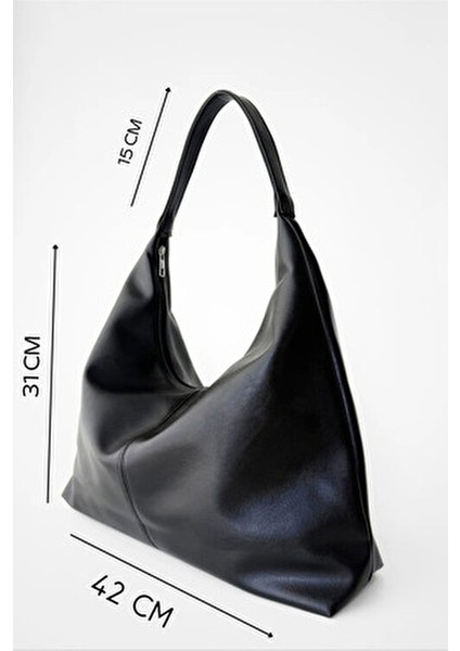 Kadın Siyah Büyük Boy Omuz ve Tote Çanta - Geniş Hacim modelleri
