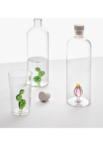 Desert Plants Pembe Çiçek Figürlü Tıpalı Cam Şişe fiyatları