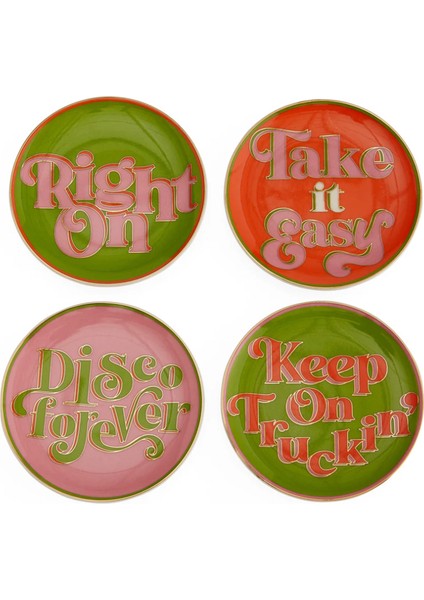 Deep Thoughts 4lü Porselen Bardak Altlığı Seti