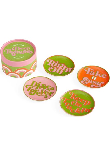 Deep Thoughts 4lü Porselen Bardak Altlığı Seti modelleri