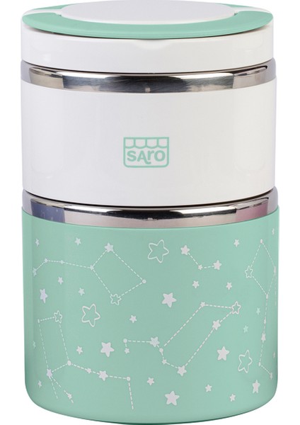 Yeşil 2 Katlı Çelik Mama Termosu 820 ml