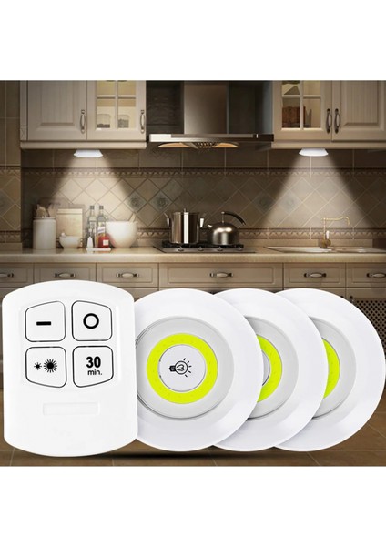 Uzaktan Kumandalı Yapışkanlı 3’lü LED Spot Lamba (4887) indirimleri