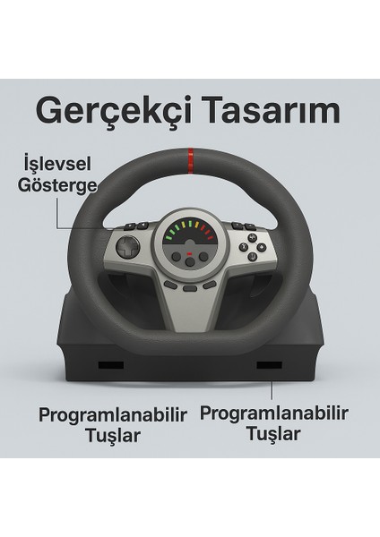 GT100V2 Racing Direksiyon Seti – Gerçekçi 270° Dönüş, Vites & Pedal, Ps4, Pc , Xbox ve Nintendo Uyumlu fırsatları
