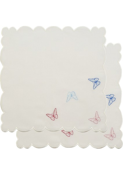 Butterfly Beyaz Keten 2'li Peçete Seti