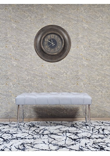 Krom Tel Ayaklı 90 cm Puf Bench - Puf - Bench - Kasalı Oturak - Oturak - Yatak Ucu Puf Gri Renk 90 x 40 Boyut/ebat modelleri