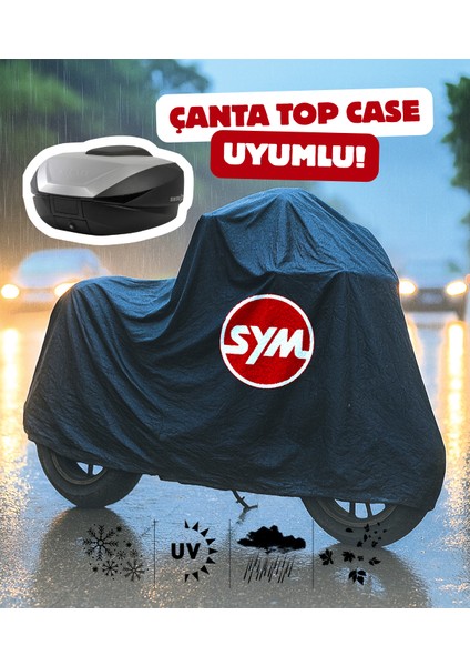 Sym Adx 125 Motor Branda Siyah Su Geçirmez Topcase Çanta Uyumlu Logolu Motosiklet Brandası