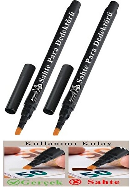 Para Kontrol Kalemi 2 Adet Para Kontrol Kalemi Gerçek Para Tespit Ayırt Etme Türk Lirası Dolar Euro