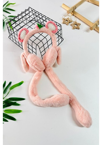 Çilek Detaylı Pelüş Kız Çocuk Kulaklık - Pembe