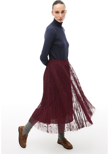 Bordo Yüksek Bel Bilek Boy Etek fiyatları