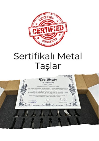 MC97 - Çin Antik Figürlü Metal Taşlar – 30X30CM Gerçek Kayın Tahtası - Hediyelik Satranç Takımı