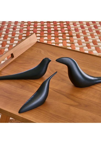 Pajaros Black Ahşap 3'lü Kuş Figürlü Dekoratif Biblo Seti