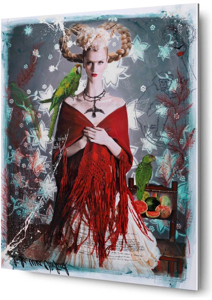 Blonde Frida With Red Shawl