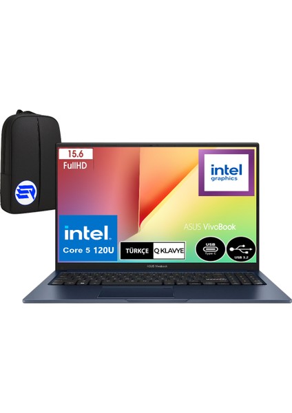 Vivobook 15 X1504VA-NJ3665EP11 Intel Core 5 120U 12GB Ram 2tb SSD WIN11 Pro 15.6" Fhd + Elektropasaj Çanta