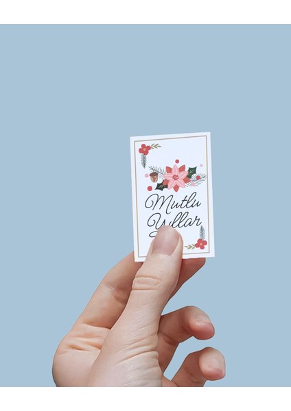 Yılbaşı Mutlu Yıllar Yazılı Hediye Kart Seti, Çiçek Temalı Paketleme Kartı, 25 Adet-5,5x8.5cm, Beyaz fiyatları