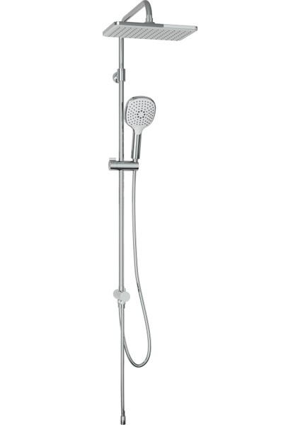 Mode S Rain Tepe Duş Seti – Kare 25 Cm, 3 Fonksiyonlu, Krom (Bataryasız)